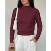 image:imageBTFBM Womens Long Sleeve Sweaters Mock Neck Tops  Lightweight Knit Pullover SweaterBasic Classic Daily Wear 2026 Fall FashionWinter Layer ClothesBusiness Casual OutfitsBurgundy