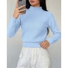image:imageBTFBM Womens Long Sleeve Sweaters Mock Neck Tops  Lightweight Knit Pullover SweaterBasic Classic Daily Wear 2026 Fall FashionWinter Layer ClothesBusiness Casual OutfitsBlue