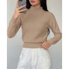 image:imageBTFBM Womens Long Sleeve Sweaters Mock Neck Tops  Lightweight Knit Pullover SweaterBasic Classic Daily Wear 2026 Fall FashionWinter Layer ClothesBusiness Casual OutfitsKhaki
