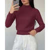 image:imageBTFBM Womens Long Sleeve Sweaters Mock Neck Tops  Lightweight Knit Pullover SweaterBasic Classic Daily Wear 2026 Fall FashionWinter Layer ClothesBusiness Casual OutfitsBurgundy