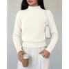 image:imageBTFBM Womens Long Sleeve Sweaters Mock Neck Tops  Lightweight Knit Pullover SweaterBasic Classic Daily Wear 2026 Fall FashionWinter Layer ClothesBusiness Casual OutfitsWhite