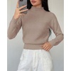 image:imageBTFBM Womens Long Sleeve Sweaters Mock Neck Tops  Lightweight Knit Pullover SweaterBasic Classic Daily Wear 2026 Fall FashionWinter Layer ClothesBusiness Casual OutfitsCamel