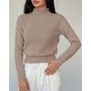 image:imageBTFBM Womens Long Sleeve Sweaters Mock Neck Tops  Lightweight Knit Pullover SweaterBasic Classic Daily Wear 2026 Fall FashionWinter Layer ClothesBusiness Casual OutfitsCamel