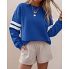 image:imageBTFBM Womens Oversized Sweatshirt Varsity Striped Tops  Casual Long Sleeve Crewneck Drop Shoulder Knit Pullover SweatshirtsRetro SportyWorkSchoolHoliday2026 Fall WinterBlue