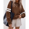image:imageBTFBM Womens Oversized Sweatshirt Varsity Striped Tops  Casual Long Sleeve Crewneck Drop Shoulder Knit Pullover SweatshirtsRetro SportyWorkSchoolHoliday2026 Fall WinterBrown