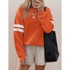 image:imageBTFBM Womens Oversized Sweatshirt Varsity Striped Tops  Casual Long Sleeve Crewneck Drop Shoulder Knit Pullover SweatshirtsRetro SportyWorkSchoolHoliday2026 Fall WinterOrange