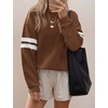 image:imageBTFBM Womens Oversized Sweatshirt Varsity Striped Tops  Casual Long Sleeve Crewneck Drop Shoulder Knit Pullover SweatshirtsRetro SportyWorkSchoolHoliday2026 Fall WinterBrown