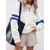 image:imageBTFBM Womens Oversized Sweatshirt Varsity Striped Tops  Casual Long Sleeve Crewneck Drop Shoulder Knit Pullover SweatshirtsRetro SportyWorkSchoolHoliday2026 Fall WinterWhite