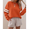 image:imageBTFBM Womens Oversized Sweatshirt Varsity Striped Tops  Casual Long Sleeve Crewneck Drop Shoulder Knit Pullover SweatshirtsRetro SportyWorkSchoolHoliday2026 Fall WinterOrange