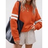 image:imageBTFBM Womens Oversized Sweatshirt Varsity Striped Tops  Casual Long Sleeve Crewneck Drop Shoulder Knit Pullover SweatshirtsRetro SportyWorkSchoolHoliday2026 Fall WinterOrange