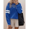 image:imageBTFBM Womens Oversized Sweatshirt Varsity Striped Tops  Casual Long Sleeve Crewneck Drop Shoulder Knit Pullover SweatshirtsRetro SportyWorkSchoolHoliday2026 Fall WinterBlue
