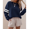 image:imageBTFBM Womens Oversized Sweatshirt Varsity Striped Tops  Casual Long Sleeve Crewneck Drop Shoulder Knit Pullover SweatshirtsRetro SportyWorkSchoolHoliday2026 Fall WinterNavy Blue