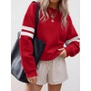 image:imageBTFBM Womens Oversized Sweatshirt Varsity Striped Tops  Casual Long Sleeve Crewneck Drop Shoulder Knit Pullover SweatshirtsRetro SportyWorkSchoolHoliday2026 Fall WinterRed