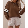 image:imageBTFBM Womens Oversized Sweatshirt Varsity Striped Tops  Casual Long Sleeve Crewneck Drop Shoulder Knit Pullover SweatshirtsRetro SportyWorkSchoolHoliday2026 Fall WinterBrown
