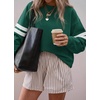 image:imageBTFBM Womens Oversized Sweatshirt Varsity Striped Tops  Casual Long Sleeve Crewneck Drop Shoulder Knit Pullover SweatshirtsRetro SportyWorkSchoolHoliday2026 Fall WinterGreen