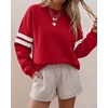 image:imageBTFBM Womens Oversized Sweatshirt Varsity Striped Tops  Casual Long Sleeve Crewneck Drop Shoulder Knit Pullover SweatshirtsRetro SportyWorkSchoolHoliday2026 Fall WinterRed