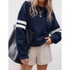 image:imageBTFBM Womens Oversized Sweatshirt Varsity Striped Tops  Casual Long Sleeve Crewneck Drop Shoulder Knit Pullover SweatshirtsRetro SportyWorkSchoolHoliday2026 Fall WinterNavy Blue