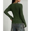 image:imageBTFBM Womens Sweaters Cable Knit V Neck Long Sleeve Tops  Lightweight Ribbed Fitted PulloverY2K Going Out TopBasic Tunic Daily Wear Fall 2026Dressy Work Business Casual OutfitsArmy Green