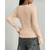 image:imageBTFBM Womens Sweaters Cable Knit V Neck Long Sleeve Tops  Lightweight Ribbed Fitted PulloverY2K Going Out TopBasic Tunic Daily Wear Fall 2026Dressy Work Business Casual OutfitsLight Khaki