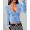 image:imageBTFBM Womens Sweaters Cable Knit V Neck Long Sleeve Tops  Lightweight Ribbed Fitted PulloverY2K Going Out TopBasic Tunic Daily Wear Fall 2026Dressy Work Business Casual OutfitsLight Blue