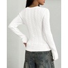 image:imageBTFBM Womens Sweaters Cable Knit V Neck Long Sleeve Tops  Lightweight Ribbed Fitted PulloverY2K Going Out TopBasic Tunic Daily Wear Fall 2026Dressy Work Business Casual OutfitsWhite