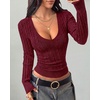 image:imageBTFBM Womens Sweaters Cable Knit V Neck Long Sleeve Tops  Lightweight Ribbed Fitted PulloverY2K Going Out TopBasic Tunic Daily Wear Fall 2026Dressy Work Business Casual OutfitsBurgundy
