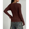 image:imageBTFBM Womens Sweaters Cable Knit V Neck Long Sleeve Tops  Lightweight Ribbed Fitted PulloverY2K Going Out TopBasic Tunic Daily Wear Fall 2026Dressy Work Business Casual OutfitsBrown