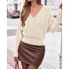 image:imageBTFBM Wrap Cross Ribbed Knit Cropped Sweaters for Women 2026  V Neck Cozy Sweater With Safe SnapLong Sleeve Fall Clothes Winter ClothingHoliday Outfits Christmas Thanksgiving HalloweenBeige