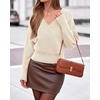 image:imageBTFBM Wrap Cross Ribbed Knit Cropped Sweaters for Women 2026  V Neck Cozy Sweater With Safe SnapLong Sleeve Fall Clothes Winter ClothingHoliday Outfits Christmas Thanksgiving HalloweenBeige