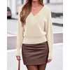 image:imageBTFBM Wrap Cross Ribbed Knit Cropped Sweaters for Women 2026  V Neck Cozy Sweater With Safe SnapLong Sleeve Fall Clothes Winter ClothingHoliday Outfits Christmas Thanksgiving HalloweenBeige
