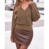 image:imageBTFBM Wrap Cross Ribbed Knit Cropped Sweaters for Women 2026  V Neck Cozy Sweater With Safe SnapLong Sleeve Fall Clothes Winter ClothingHoliday Outfits Christmas Thanksgiving HalloweenCamel