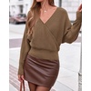 image:imageBTFBM Wrap Cross Ribbed Knit Cropped Sweaters for Women 2026  V Neck Cozy Sweater With Safe SnapLong Sleeve Fall Clothes Winter ClothingHoliday Outfits Christmas Thanksgiving HalloweenCamel