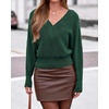 image:imageBTFBM Wrap Cross Ribbed Knit Cropped Sweaters for Women 2026  V Neck Cozy Sweater With Safe SnapLong Sleeve Fall Clothes Winter ClothingHoliday Outfits Christmas Thanksgiving HalloweenDark Green