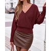 image:imageBTFBM Wrap Cross Ribbed Knit Cropped Sweaters for Women 2026  V Neck Cozy Sweater With Safe SnapLong Sleeve Fall Clothes Winter ClothingHoliday Outfits Christmas Thanksgiving HalloweenBurgundy