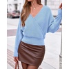 image:imageBTFBM Wrap Cross Ribbed Knit Cropped Sweaters for Women 2026  V Neck Cozy Sweater With Safe SnapLong Sleeve Fall Clothes Winter ClothingHoliday Outfits Christmas Thanksgiving HalloweenLight Blue