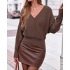 image:imageBTFBM Wrap Cross Ribbed Knit Cropped Sweaters for Women 2026  V Neck Cozy Sweater With Safe SnapLong Sleeve Fall Clothes Winter ClothingHoliday Outfits Christmas Thanksgiving HalloweenBrown