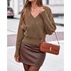 image:imageBTFBM Wrap Cross Ribbed Knit Cropped Sweaters for Women 2026  V Neck Cozy Sweater With Safe SnapLong Sleeve Fall Clothes Winter ClothingHoliday Outfits Christmas Thanksgiving HalloweenCamel
