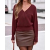 image:imageBTFBM Wrap Cross Ribbed Knit Cropped Sweaters for Women 2026  V Neck Cozy Sweater With Safe SnapLong Sleeve Fall Clothes Winter ClothingHoliday Outfits Christmas Thanksgiving HalloweenBurgundy