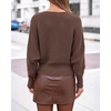 image:imageBTFBM Wrap Cross Ribbed Knit Cropped Sweaters for Women 2026  V Neck Cozy Sweater With Safe SnapLong Sleeve Fall Clothes Winter ClothingHoliday Outfits Christmas Thanksgiving HalloweenBrown