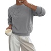 image:imageBTFBM Fall Long Sleeve Sweaters for Women Trendy  Lightweight Knit Sweater Cute 3D Flower Embroidery Crew Neck TopsBusiness CasualHoliday2026 Winter ClothesGrey
