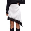 image:imageBTFBM Satin Mini Skirts for Women 2026 Lace Fall Skirt  Asymmetrical Lace Trim Hem High Waist Patchwork Skirt Dressy Casual Short Silk Skirts Date Night Cocktail Wedding GuestWhite