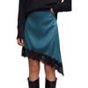 image:imageBTFBM Satin Mini Skirts for Women 2026 Lace Fall Skirt  Asymmetrical Lace Trim Hem High Waist Patchwork Skirt Dressy Casual Short Silk Skirts Date Night Cocktail Wedding GuestLake Blue
