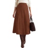 image:imageBTFBM Women Faux Suede Midi Long Skirt Fall Fashion 2026  High Waisted Skirts For Women Trendy Lightweight Back Elastic Arc Line Design ALine Winter Dress Boho Western OutfitsDark Brown