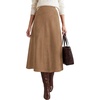 image:imageBTFBM Women Faux Suede Midi Long Skirt Fall Fashion 2026  High Waisted Skirts For Women Trendy Lightweight Back Elastic Arc Line Design ALine Winter Dress Boho Western OutfitsKhaki