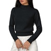 image:imageBTFBM Womens Long Sleeve Sweaters Mock Neck Tops  Lightweight Knit Pullover SweaterBasic Classic Daily Wear 2026 Fall FashionWinter Layer ClothesBusiness Casual OutfitsBlack