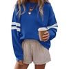 image:imageBTFBM Womens Oversized Sweatshirt Varsity Striped Tops  Casual Long Sleeve Crewneck Drop Shoulder Knit Pullover SweatshirtsRetro SportyWorkSchoolHoliday2026 Fall WinterBlue