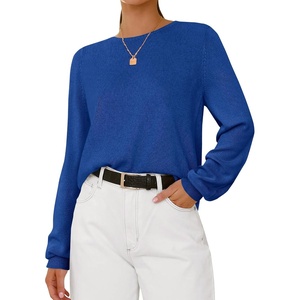 image:imageBTFBM Womens Long Sleeve Sweaters Crew Neck Basic Tops  Business Casual TopLightweight Knit Pullover SweaterBasic Travel OutfitsLadies ShirtsFall Fashion Winter Layer ClothesRoyal Blue
