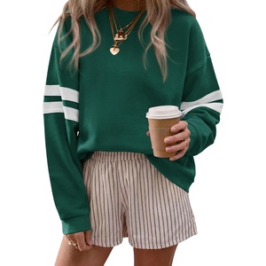 image:imageBTFBM Womens Oversized Sweatshirt Varsity Striped Tops  Casual Long Sleeve Crewneck Drop Shoulder Knit Pullover SweatshirtsRetro SportyWorkSchoolHoliday2026 Fall WinterGreen