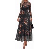 image:imageBTFBM Boho Mesh Long Sleeve Dress for Women  Mock Neck Floral A Line Tiered Baby Shower Graduation Wedding Cocktail Maxi Dresses 2026 Fall Fashion Resort WearFloral Black Yellow