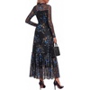 image:imageBTFBM Boho Mesh Long Sleeve Dress for Women  Mock Neck Floral A Line Tiered Baby Shower Graduation Wedding Cocktail Maxi Dresses 2026 Fall Fashion Resort WearFloral Black Blue